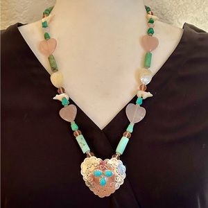 Carolyn Pollack heart Concha necklace & earrings